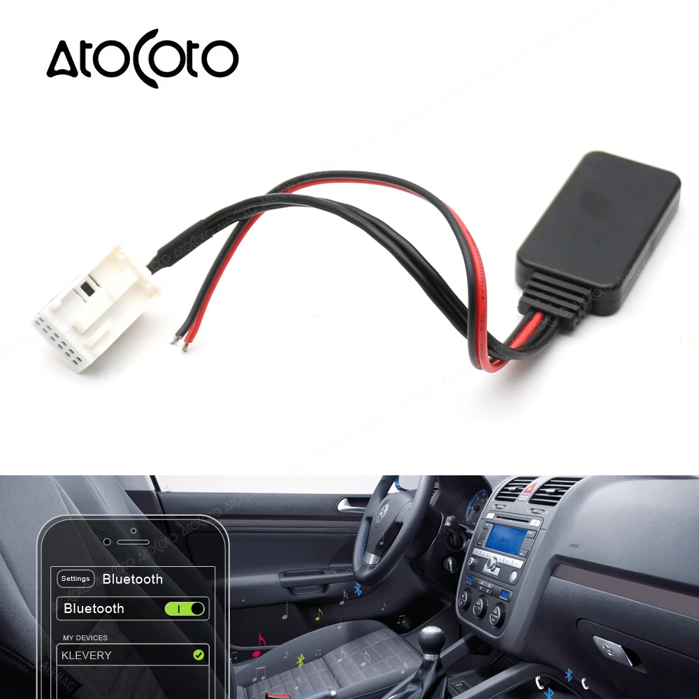 車のbluetoothのaux受信機ケーブルvw Mfd3 Rcd Rns 210 310 315 510ラジオステレオオーディオ入力12pinコネクタ Cables Adapters Sockets Aliexpress
