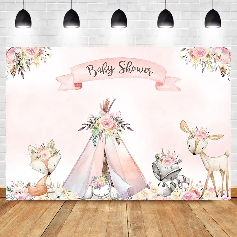 pink woodland baby shower decorations