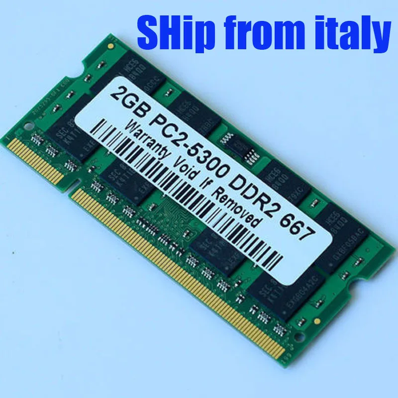 En Ligne Italie Shippment 2 GB DDR2 PC2 5300 667 MHz 200pin mémoire d ordinateur portable SO DIMM 2G 667 RAM Portable