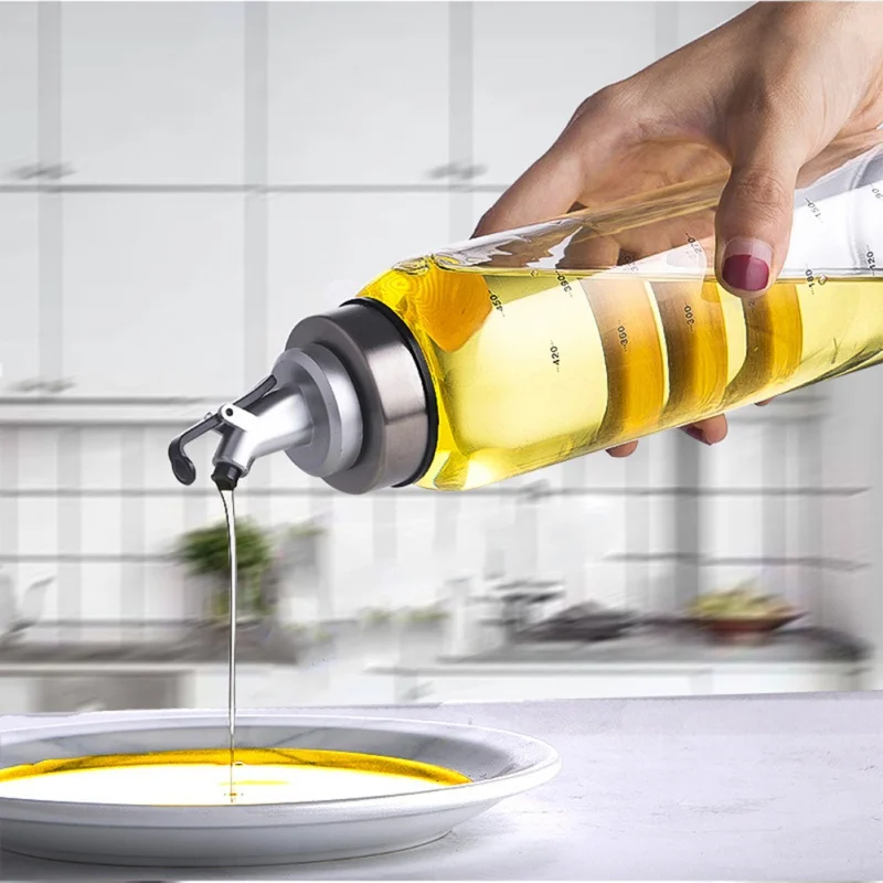 Kitchen Cooking Seasoning Bottle Dispenser For Oil Sauce Bottle Glass