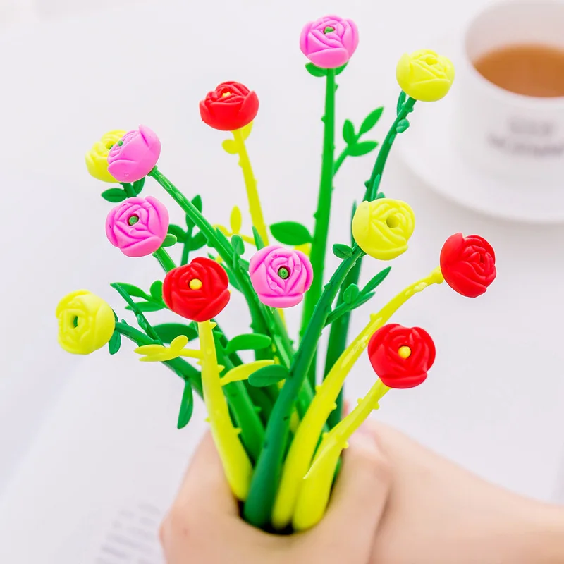 Милые канцелярские творческий мультфильм моделирование цветок гелевая ручка Kawaii цветочный растения в горшках цветы 0,38 мм пишущих ручек