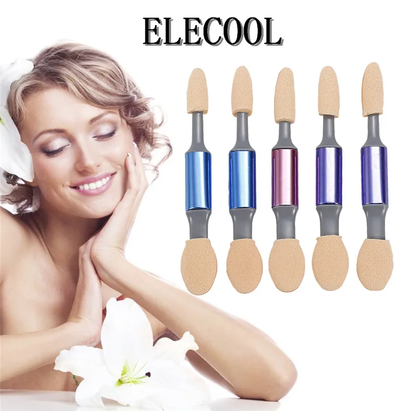 

ELECOOL 5PCS/box Sponge Eye Shadow Applicator Double-Ended Eyeliner Lip Brushes Disposable Eyeshadow brush for Women with Box