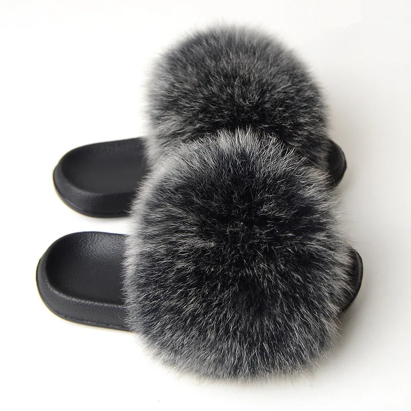 

Large size Women Furry Slippers Ladies Cute Plush Fox Hair Fluffy Slippers Women's Fur Slippers for Women Comfy Furry Flip Flops