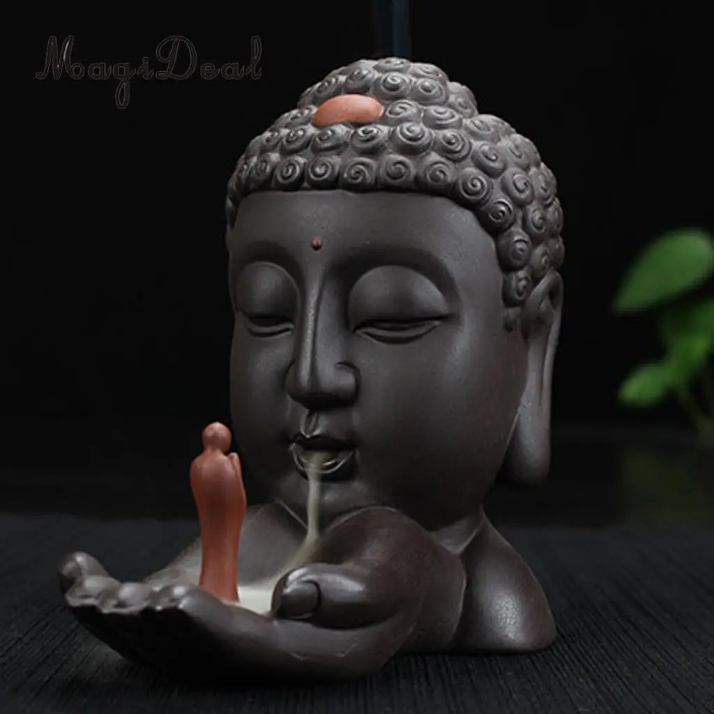 Buddhism Incense Burner Ceramic Stick Cones Holder Smoke Backflow Burner, Censer, Fragrance Smoker