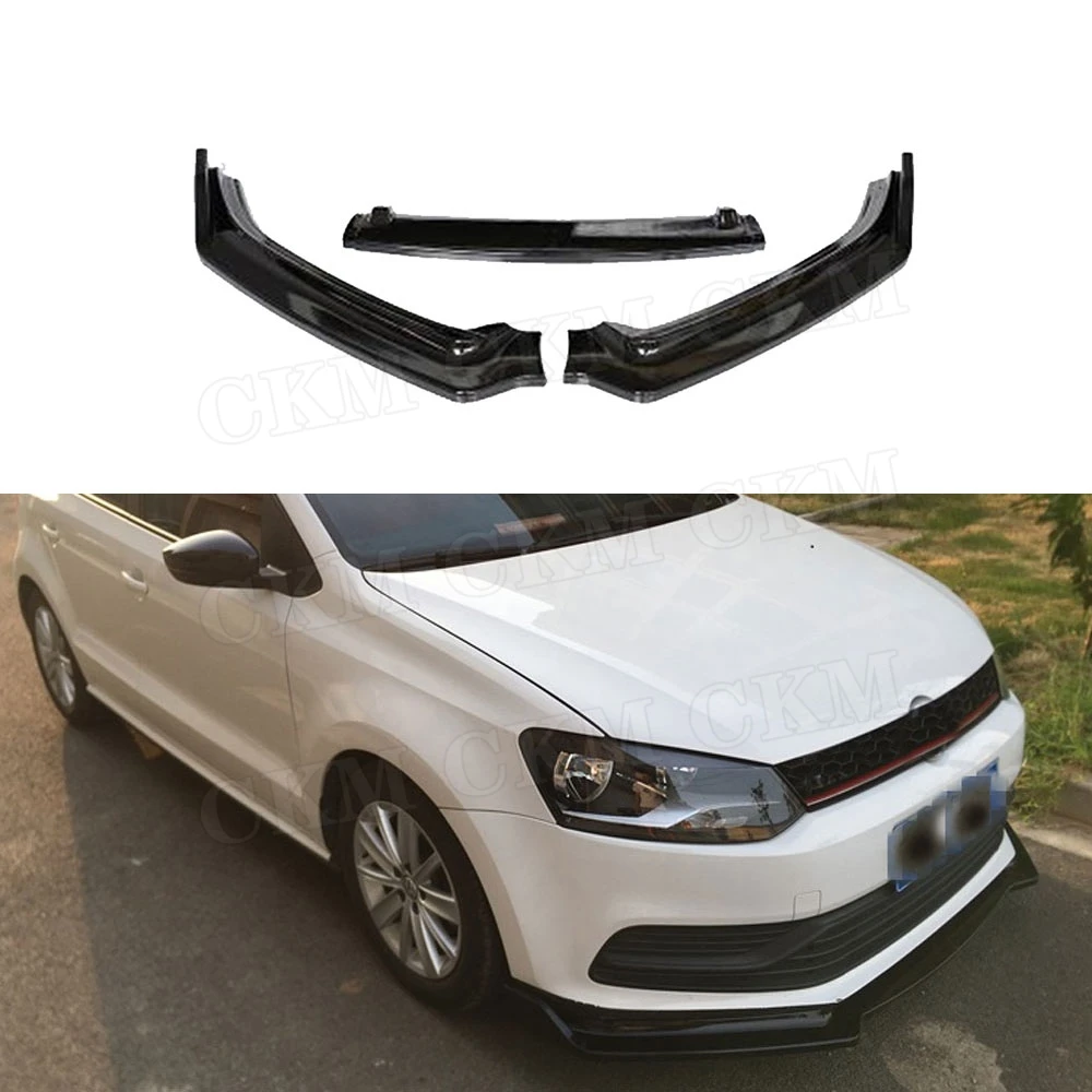Para Polo ABS coche labio delantero barbilla Spoiler para Volkswagen VW Polo estándar 2014-2019 no para cabeza GT parachoques pala Protector