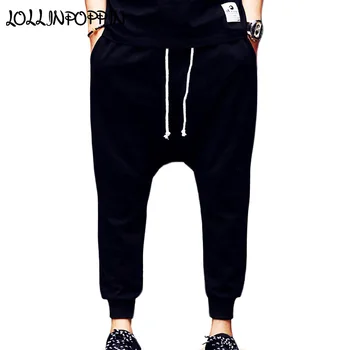 

Mens Black Harem Joggers Drop Crotch Casual Pants Elastic Waist Hip Hop Street Dance Jogger Pants Streetwear Ankle Pants