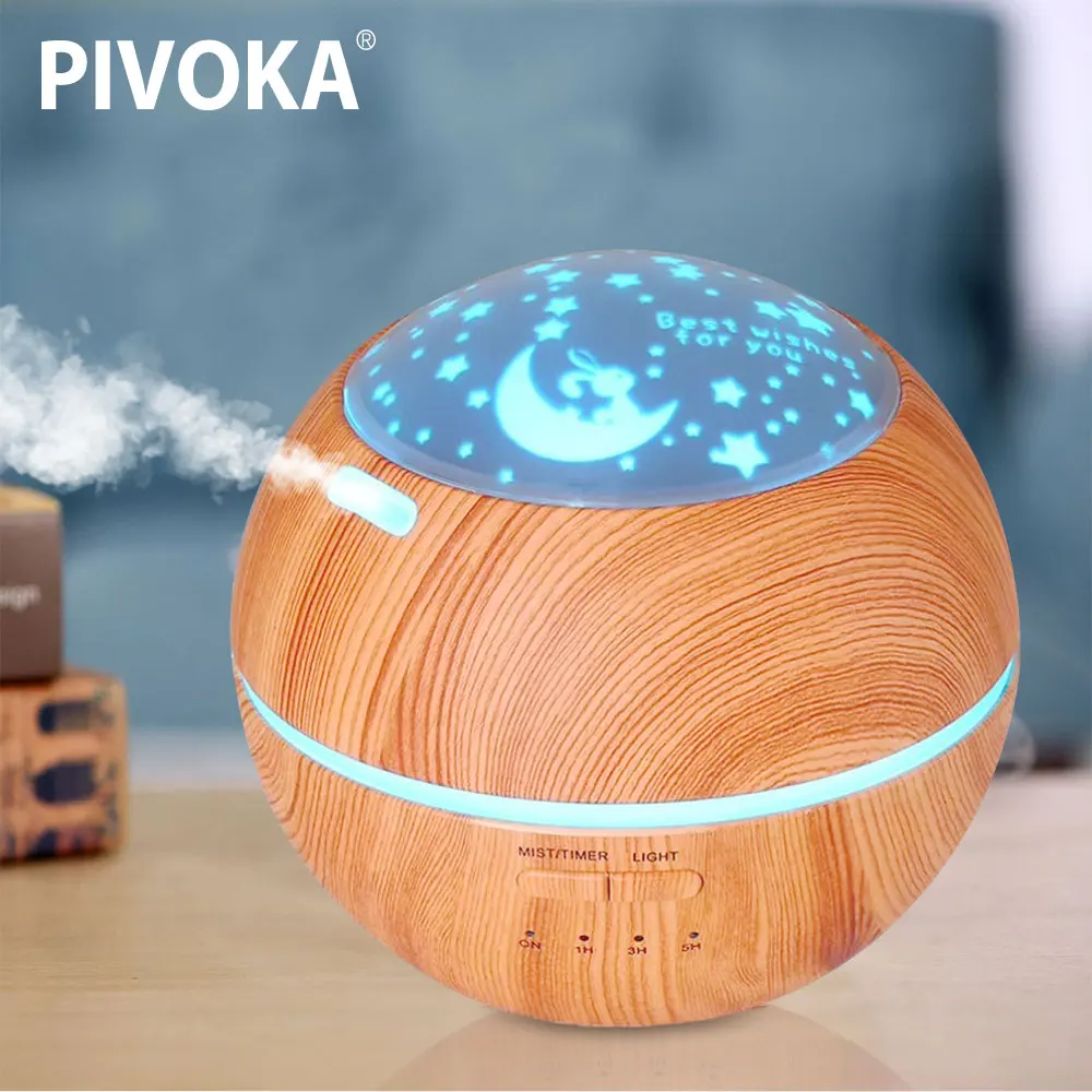 PIVAKA Timing Home Air Humidifier Aroma Diffuser Ultrasonic Electric Aroma Radiator 7 Color Cool LED