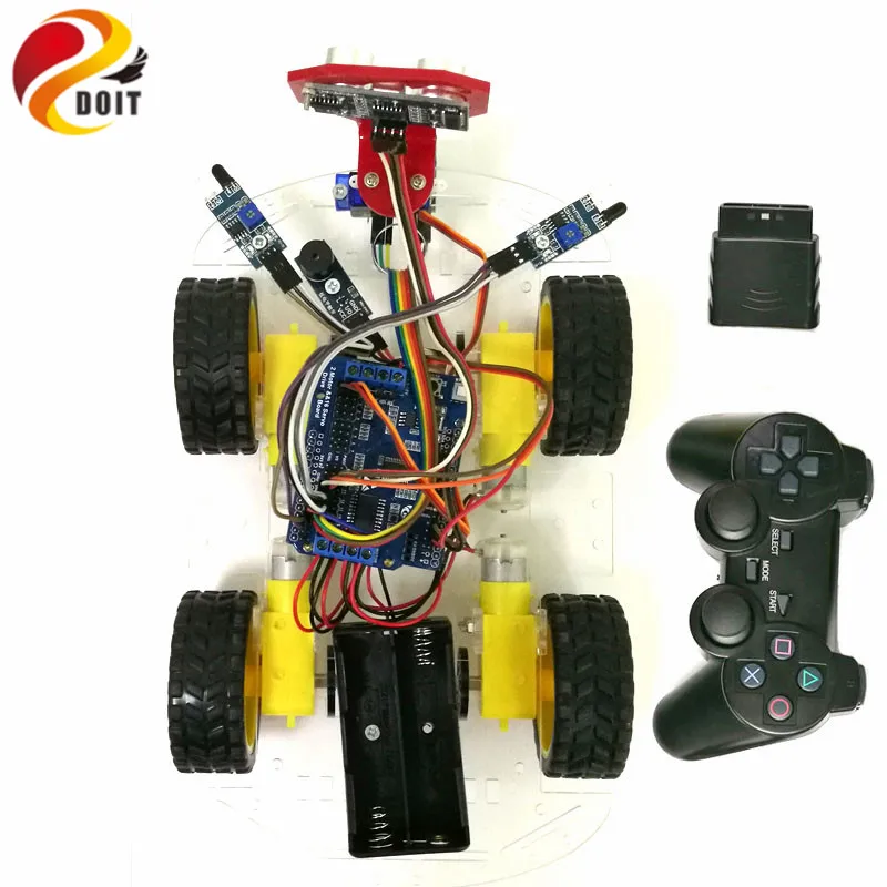 DOIT беспроводной контроль отслеживания препятствий 4WD Arduino робот шасси автомобиля комплект с UNO R3 доска+ двигатель привод щит