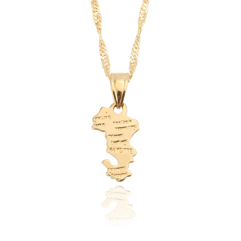 Territorial Collectivity of Mayotte Map Pendants Necklace Gold-plated Unisex Personalized French Jewelry France Gift /items
