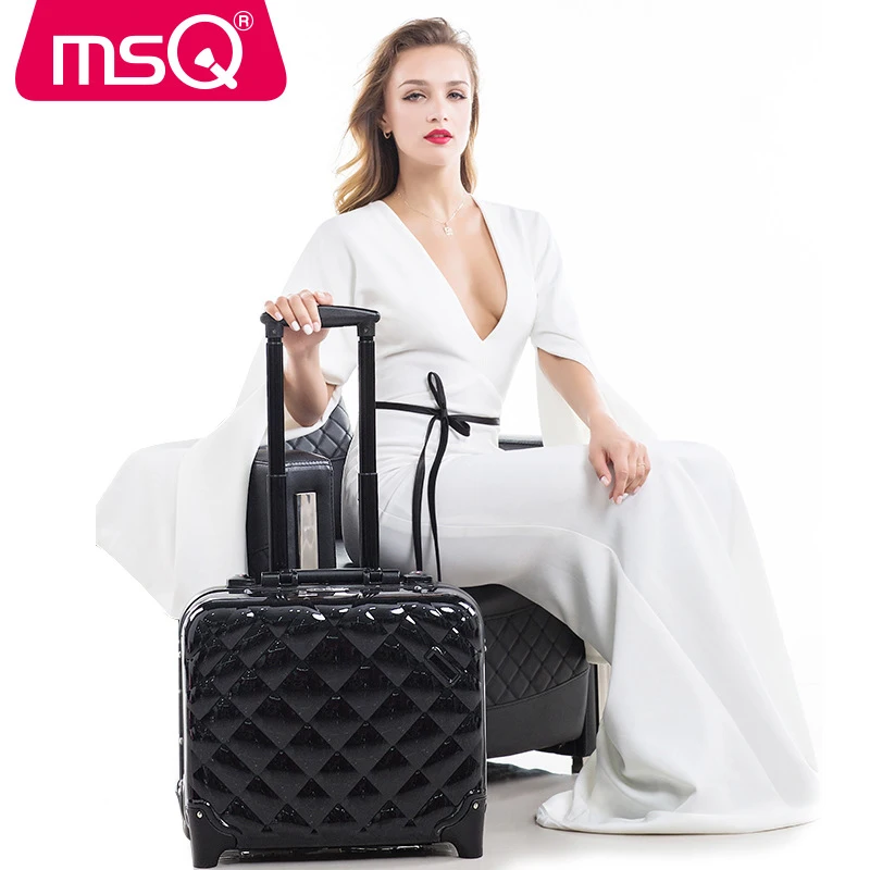 

MSQ Telescopic Rods Cosmetic Case Multi-layer High-capacity Portable Storage Box with LED Lights For Professional Make-up Artist