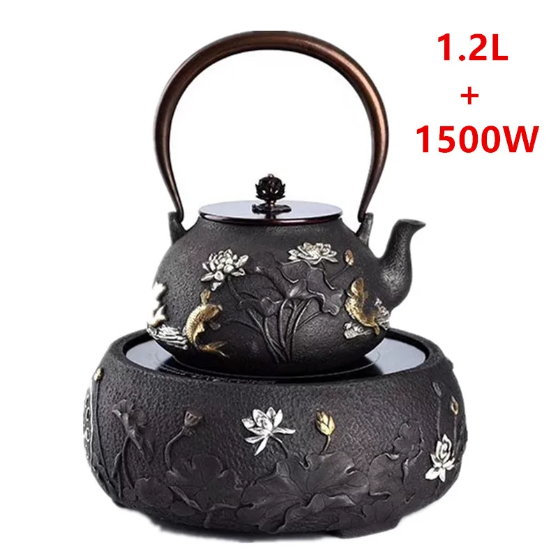 Cast Iron Tea Pot Set Japanese Teapot Tetsubin Kettle Drinkware Kung Fu Tools Dragon Tea Kettle 1 2l And Electric Stove 1 5kw Stove Electric Kettle Electrickettle Stove Aliexpress