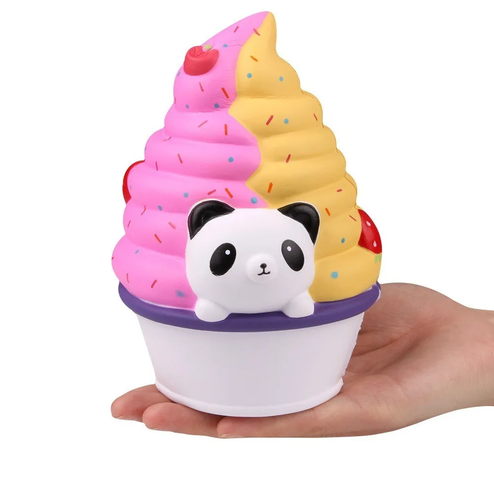 Новый 15 см большая панда клубника мороженое мягкими Jumbo замедлить рост мягкий