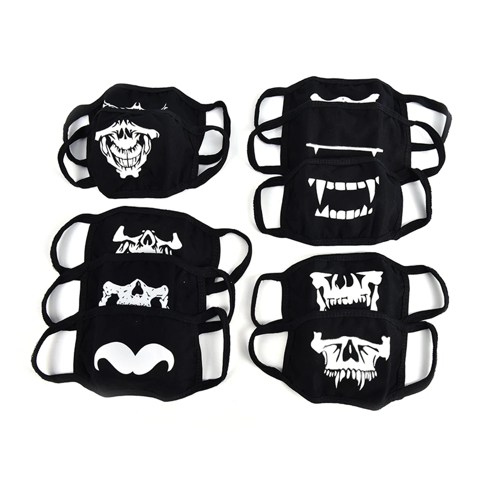 

1PC Personality Skeleton Black Mouth Mask Cool Mask Noctilucent Anti Dust Mask for Unisex Light Dust Luminous Keep Warm