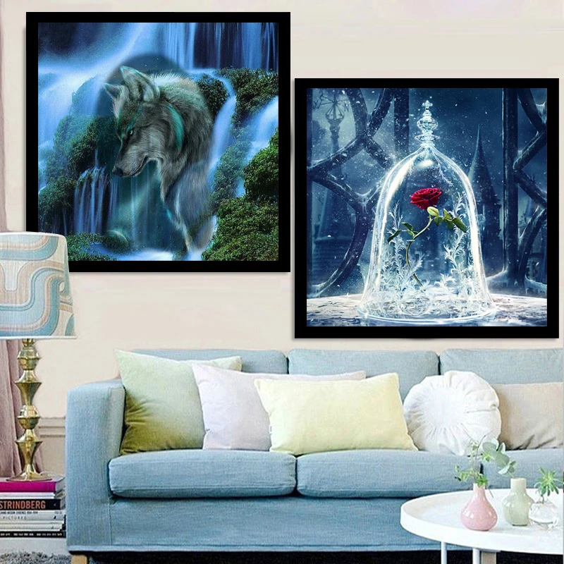 3D Diy Diamond Painting Flowers Needlework Embroidery Rose Wall Stickers Wolf Santa Claus Home Decor Mosaic JCC | Дом и сад