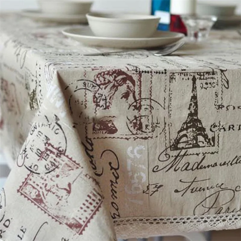 

Tower Table Cloth Cotton Linen Lace coffee rectangular Tablecloth Dining Table Cover For Kitchen Decor nappe manteles fabric