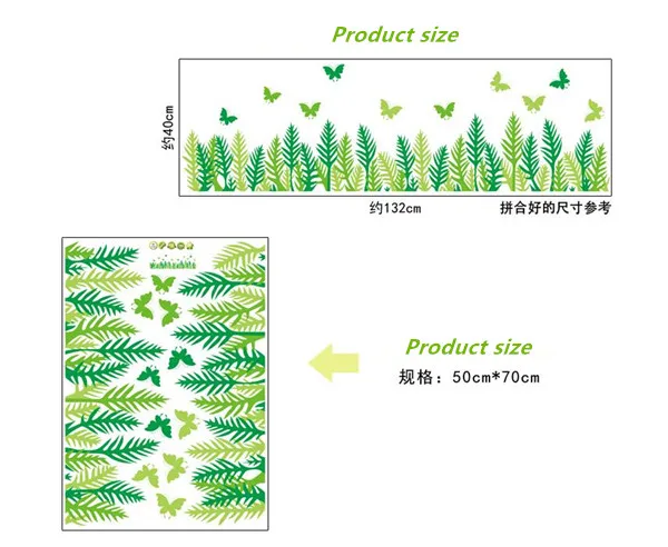 3D свежая зеленая трава цветы Бабочка плинтус ПВХ наклейки на стену на плинтус, для детской спальни, ванной, кухни, детской комнаты, балкона, дома