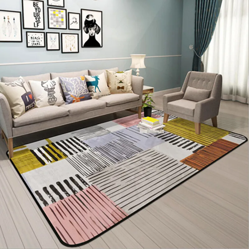 Fashion Stripe Carpets For Living Room Coffee Table Warm large Area Rugs Sofa Bedroom Rectangle Floor Mat Home Decor Soft Carpet