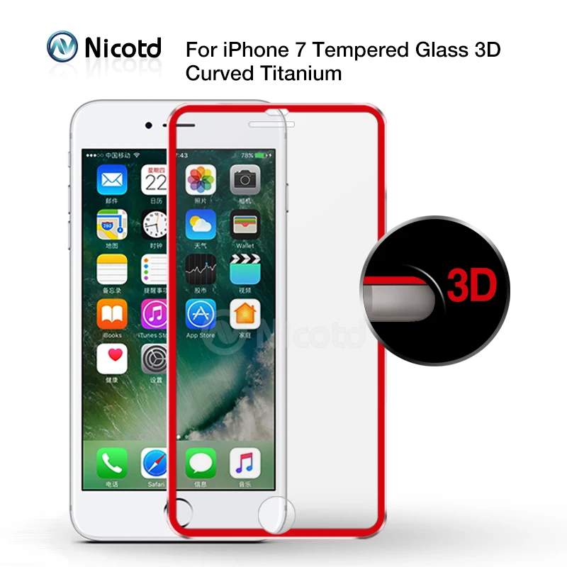 9H 3D voll Gebogen Gehärtetem Glas Für iPhone 7 7 Plus Titan Schutz Film volle abdeckung Screen Pro