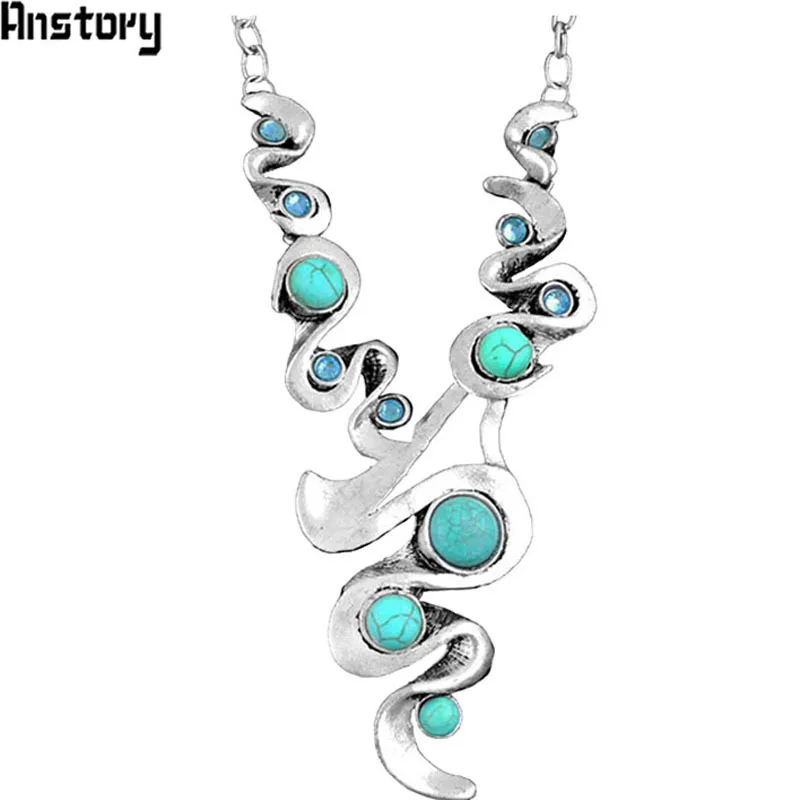 

Exotic Casecade Pendant Stone Necklace For Women Vintage Antique Silver Plated Fashion Jewelry N022