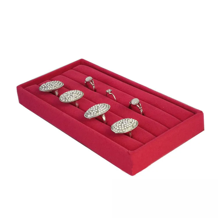  Portable Velvet Ring Insert Jewelry Display Tray Holder Stand Case Bague Trinket Shop Presentation 