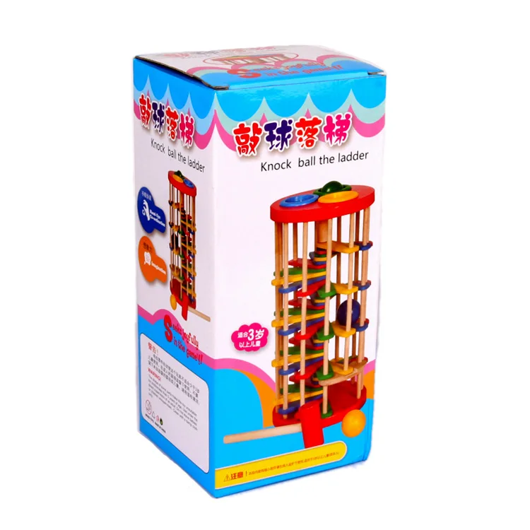 Children rainbow sort colorful Wooden knock ball game blocks/ Kids