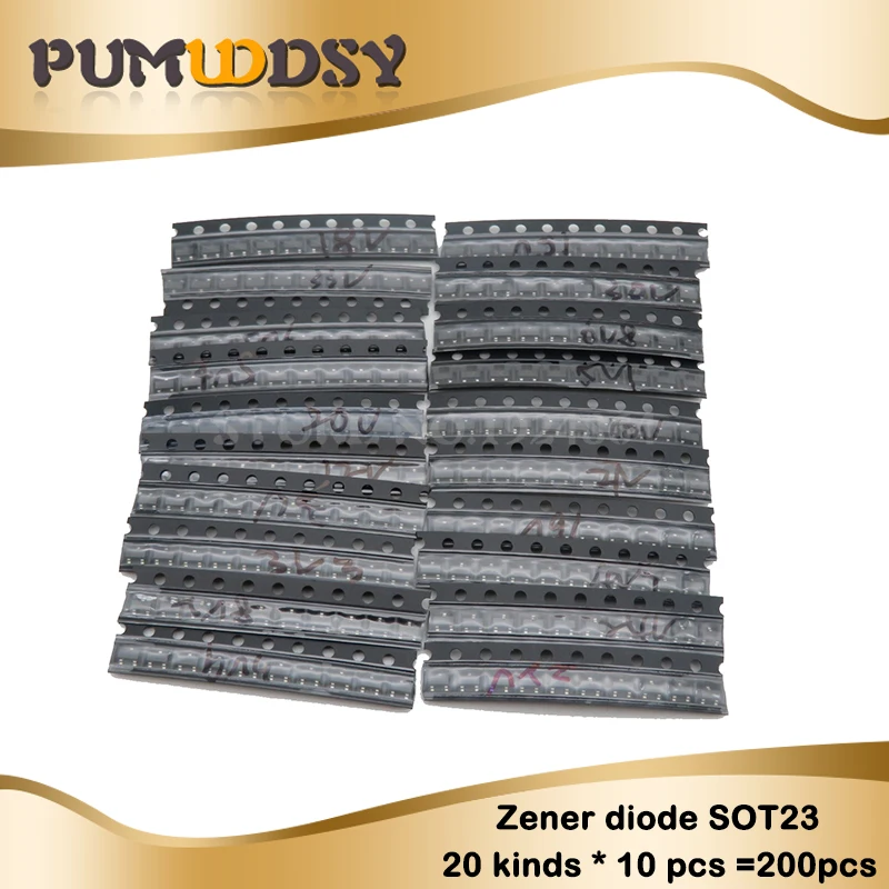 

Zener diode in SOT23 package 20 kinds * 10 pcs =200pcs Samples ki KIT