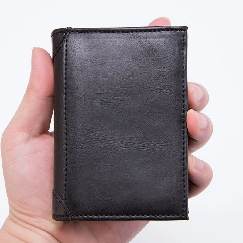 Винтажный RFID банковский идентификатор держатель карты искусственная кожа Crazy Horse кошелек для мужчин и женщин RFID Блокировка Кошелек алюминиевые кредитные карты наличные держатель
