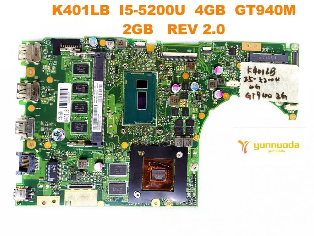 

Оригинальная материнская плата для ноутбука ASUS K401LB K401LB с процессором I5-5200U 4 Гб ОЗУ GT940M 2 Гб GPU REV 2,0 протестирована хорошо