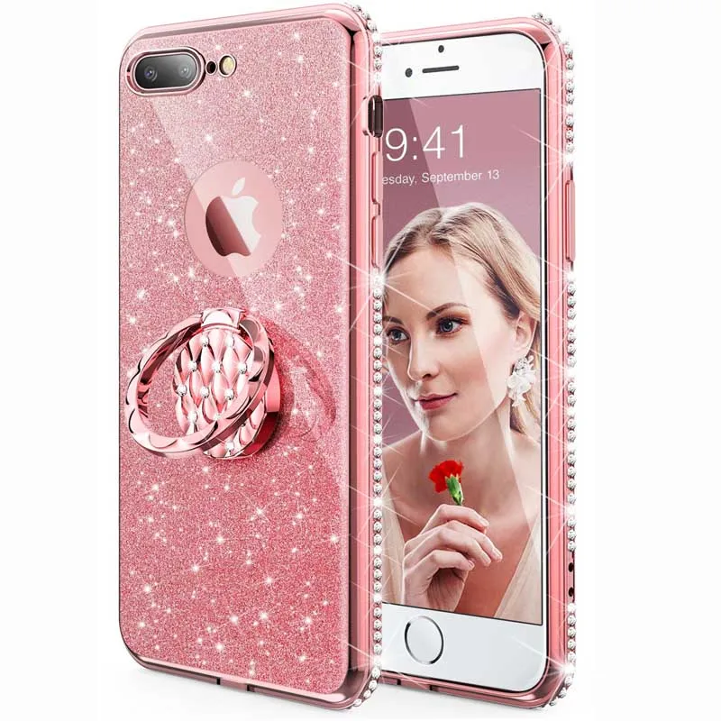 Роскошный чехол для IPhone 7 Plus с металлическим кольцом поворотом на 360 градусов
