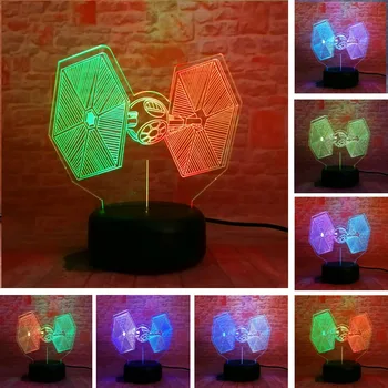 

Hot Sale 3D Star Wars Mixed 7 Colored Gradient Force Awakens TIE Fighter Figure Visual Night Light Festival Party Favor Gifts