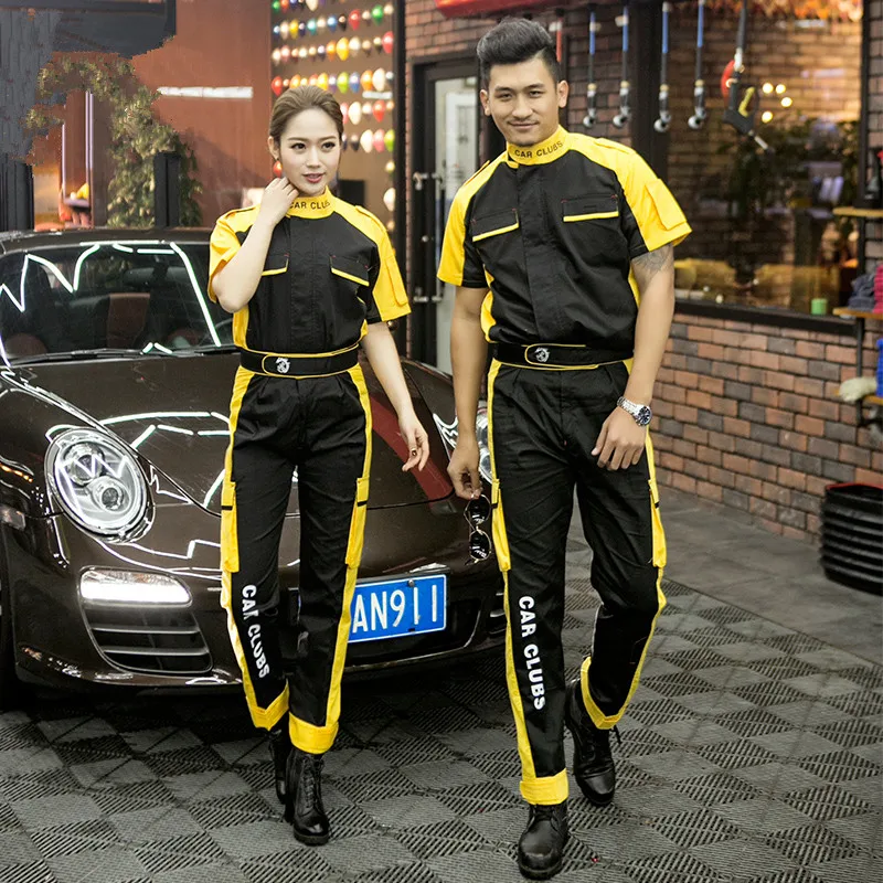 

High quality Unisex 4 colors Short Sleeve Sanitation Workers Zipper Jackets Pants Set Engineering Work Wear Workshop Uniforms