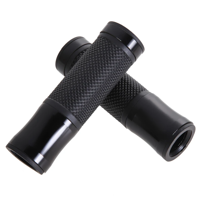 Free-Shipping-CNC-Black-Motorcycle-Grips-Aluminum-Rubber-Gel-Hand-Grips-for-7-8-Handle-Bar