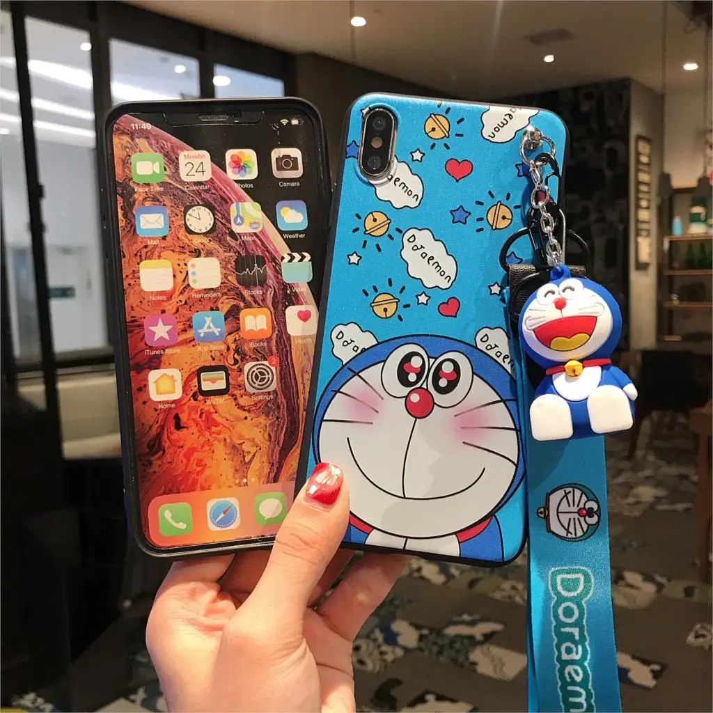 Чехол для iPhone 12 11 Pro Xs Max XR 6 7 8Plus чехол с надписью Love Doraemon из ТПУ мягкий подставка