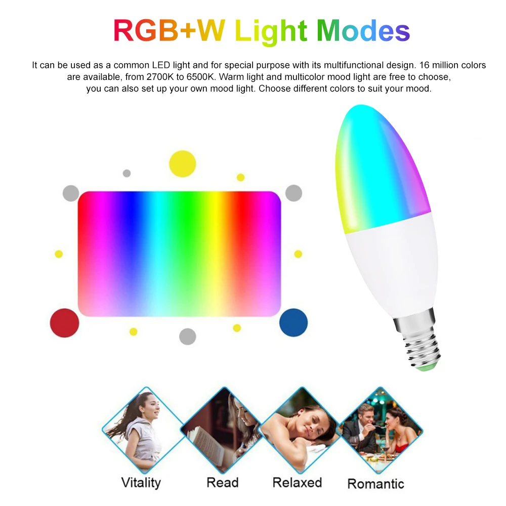 Smart WIFI LED Bulb 6W Dimmable Light Phone Remote Control Group Control Compatible with Alexa Google Home Voice Control Bulb