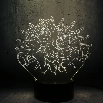 

Night light Classic game role Super Mario and his brother 3D LED Lamp cute gift for children colorful lighting for kids bedroom