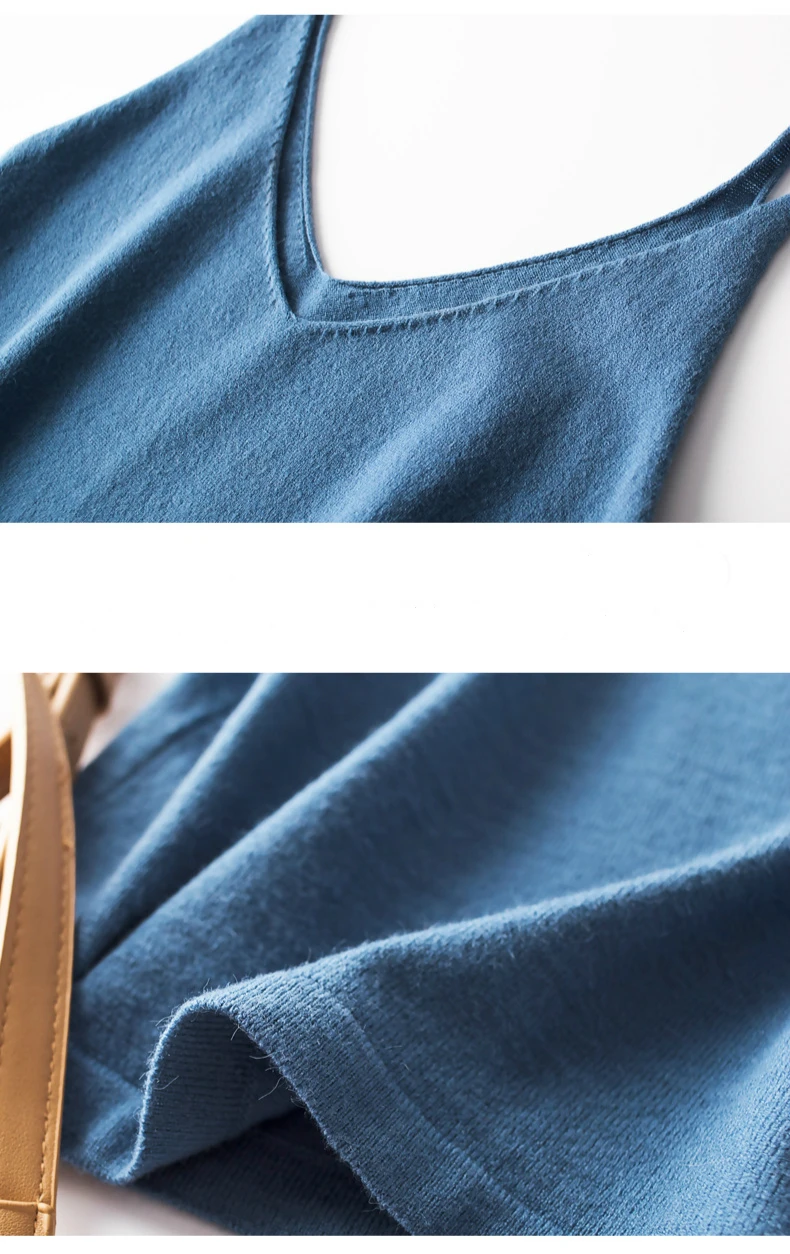 Женские пикантные майки V-collar Slim Fit Camisoles Свитера без рукавов хлопок смесь Вязание спагетти топы-размер подходит от 50 до 80 кг
