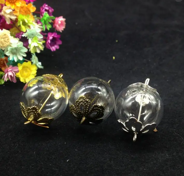 100sets 20mm transparent Glass Global Vial Two Hole Open & Flower Beads Cap &Eye Pin DIY Glass Vial Pendant necklace Jewelry 100sets 20mm transparent Glass Global Vial Two Hole Open & Flower Beads Cap &Eye Pin DIY Glass Vial Pendant necklace Jewelry