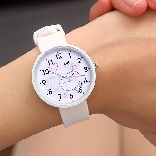 Silicone Watch Women Watches Ladies Fashion Cute Cat Style Quartz Wrist