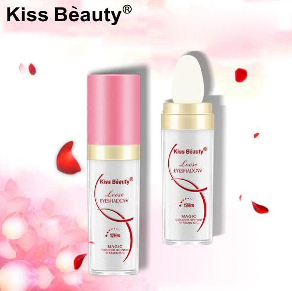 

kiss beauty Glitter Shimmer eyes Powder with Puff Eye Face Brightener Highlighter Powder Beauty Tools