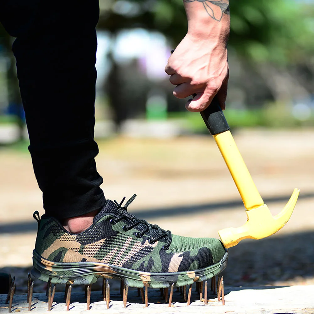 

Men's Outdoor Plus Size Steel Toe Cap Work Boots Shoes Men Camouflage Puncture Proof Safety Shoes Breathable SA-8