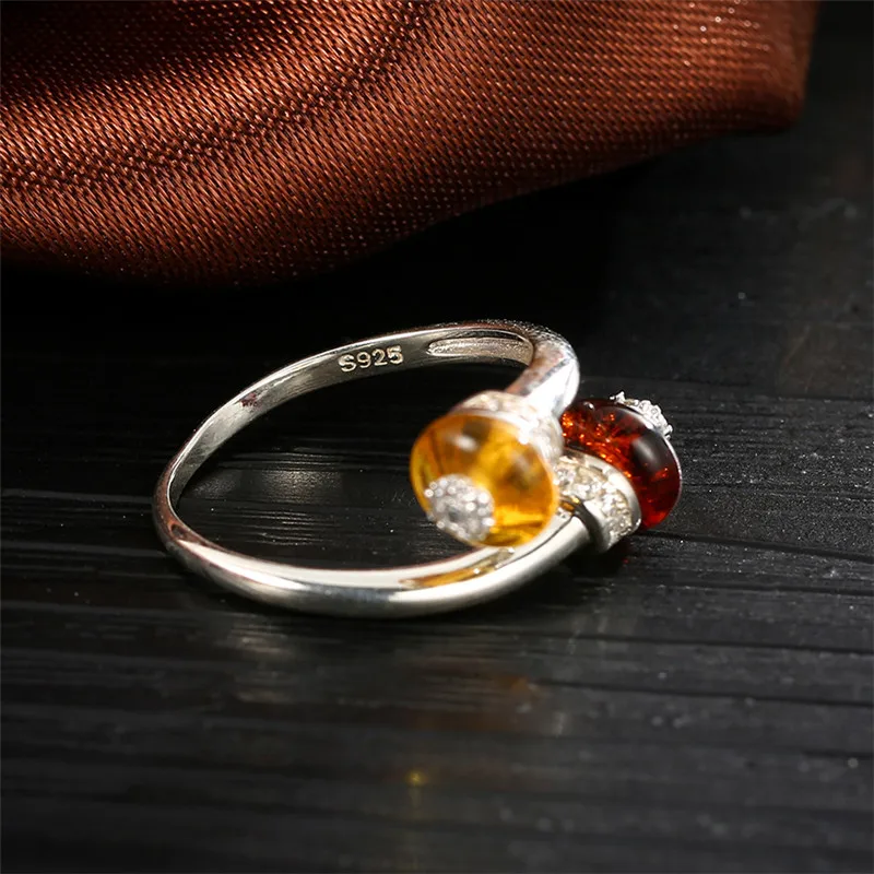 V. YA, кольцо в натуральном стиле с желтым камнем, 925 пробы, серебряное, Открытое кольцо, роскошное женское, Стерлинговое серебро, ювелирные изделия