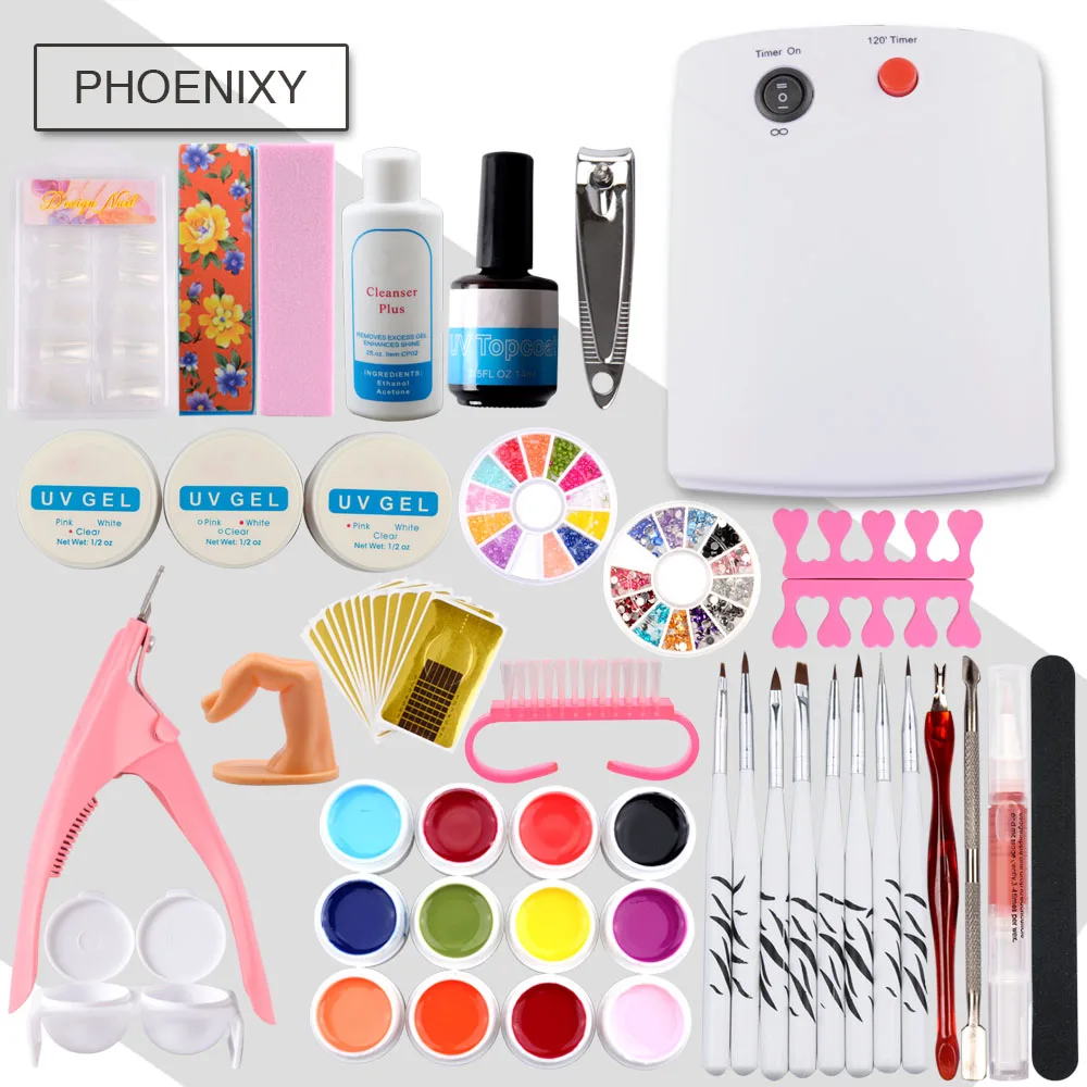 

Gel Nail Set Drill Machine Set 48w UV LED Lamp For 8ml Nail Gel Polish Set Top Base Coat Electric Handle Nail Kit Manicure Set