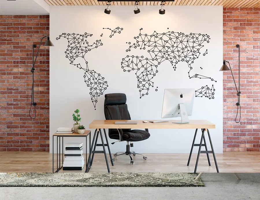 

World Map, Office Decor, Geometric Wall Art, Abstract Art, Large Size Map Wall Art ,Minimalist, Abstract Modern Wall Art 3109