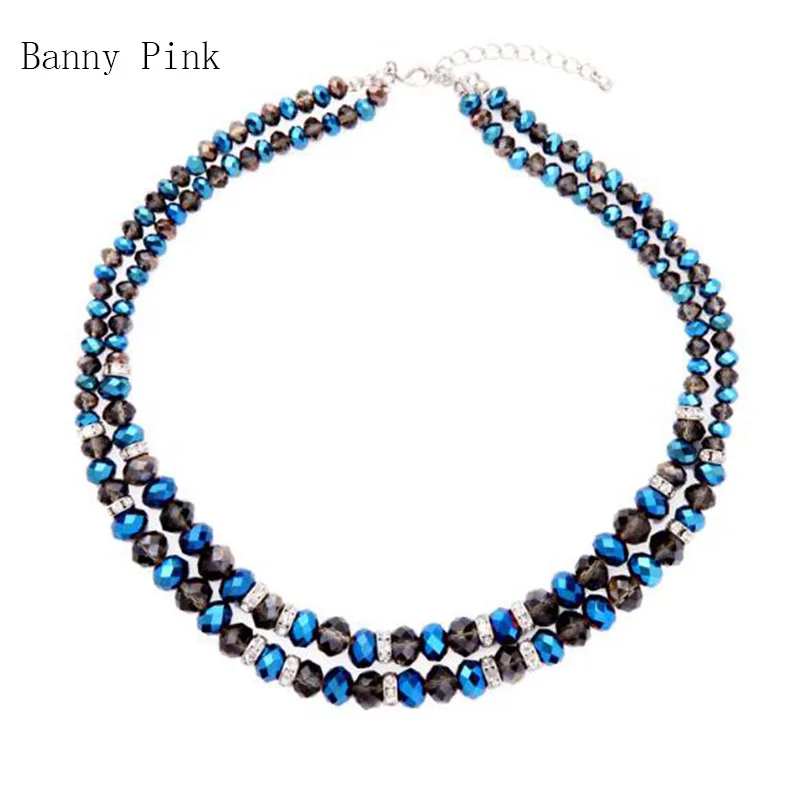 Elegant Glass Tire Beads Stand Choker Necklace For Women Cute Crystal Roundel Statement Collar Fashion Jewelry Colliers | Украшения и
