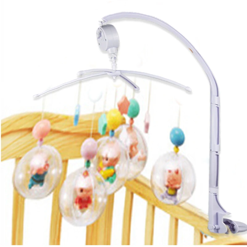 Pure White 4Pcs Bracket Set Baby Crib Mobile Bed Bell Toy