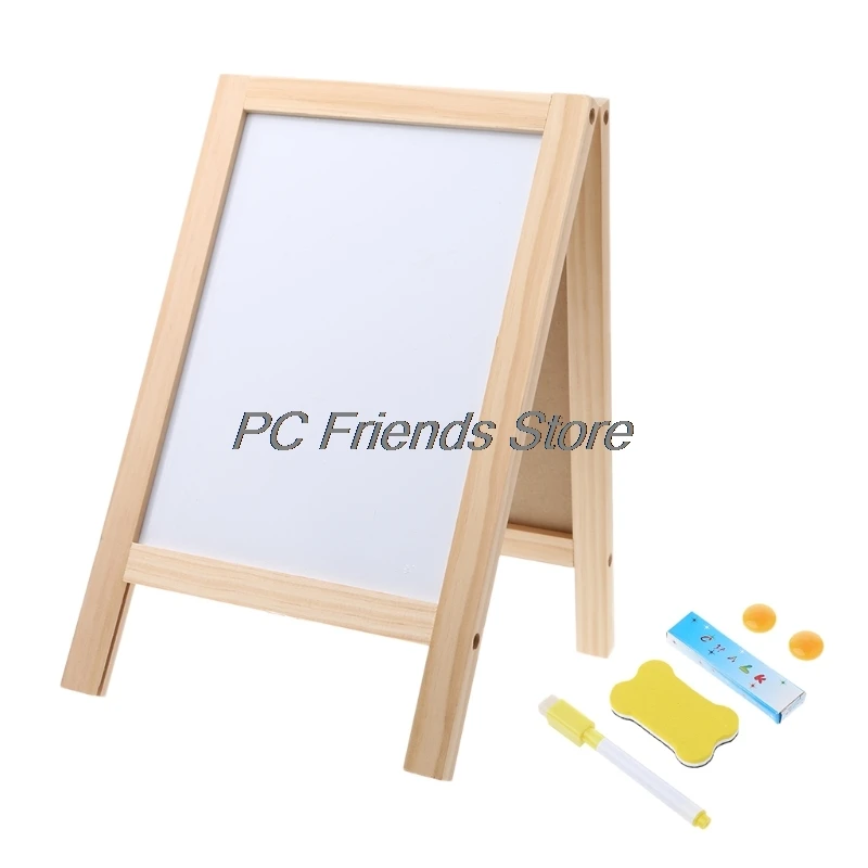 

Mini Wooden Tripod Blackboard Small Double Easel Message Board Whiteboard-PC Friend