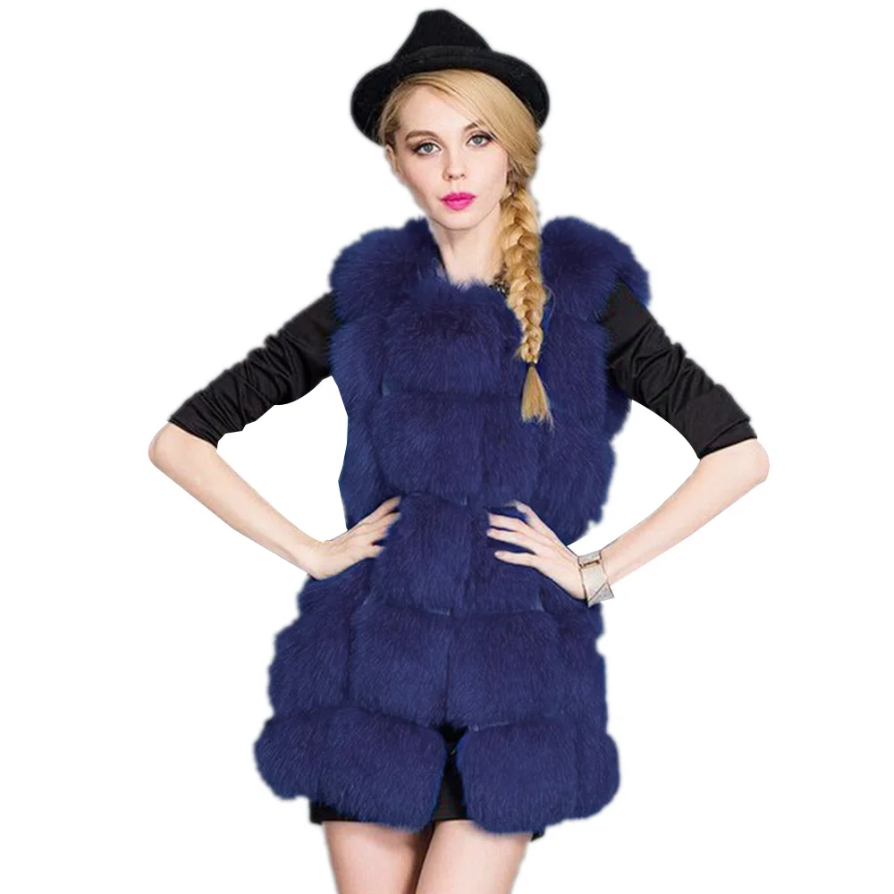 2019 New Fashion Women Faux Fur Coat Winter Casual Warm Slim Sleeveless Faux Vest Winter Fox Fur Jacket Women Casaco Feminino
