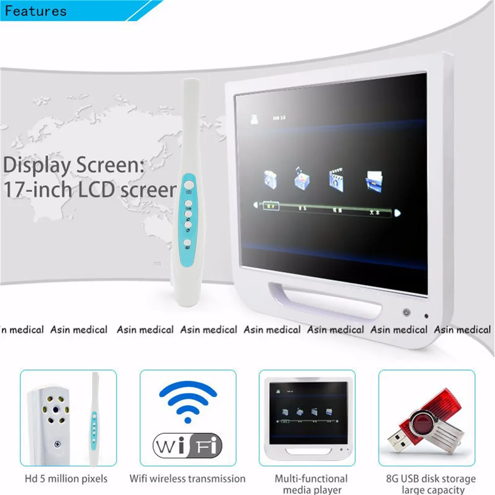  New Arrival 17 Inch Monitor USB / Wifi Intraoral Endoscope Endoscope Camera 6 Led Camera Dental Cam - 32787432009