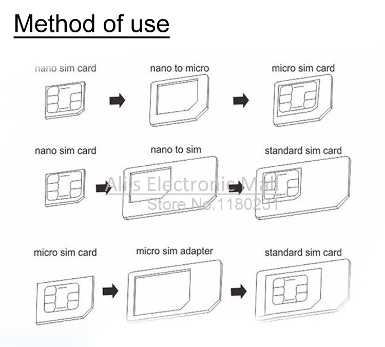 4 In 1 Micro Standard Nano Sim Card Adapters Eject Pin Key