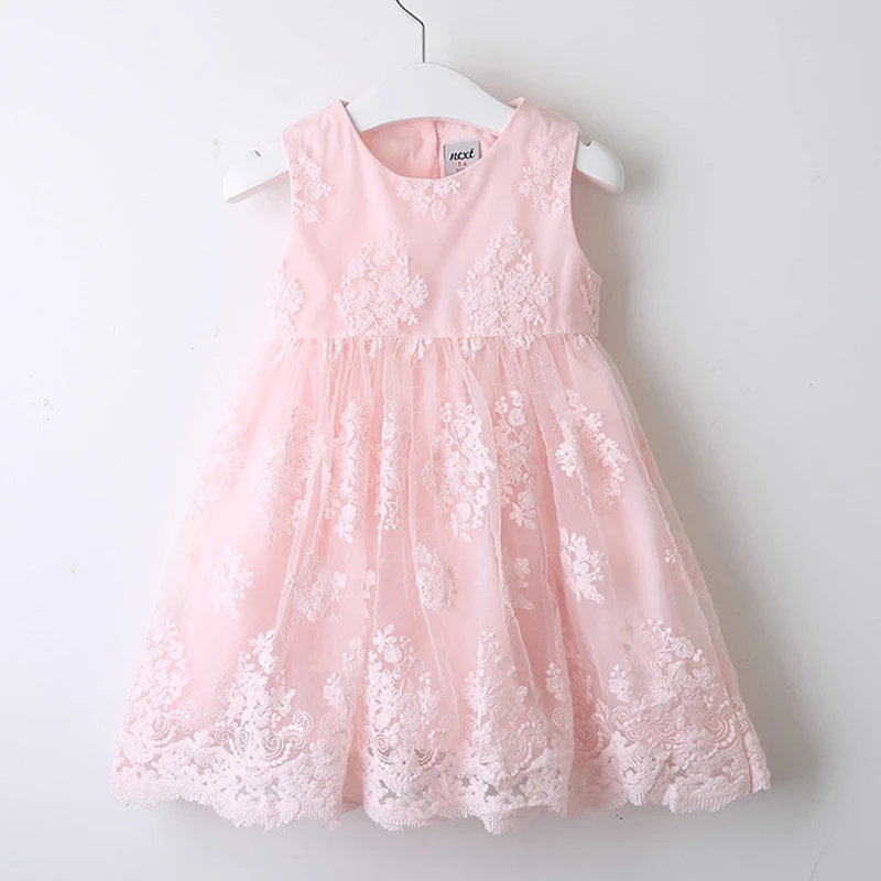Платья для девочек Новая летняя детская одежда модное милое платье-майка без рукавов с вышивкой из шелковой пряжи для девочек
